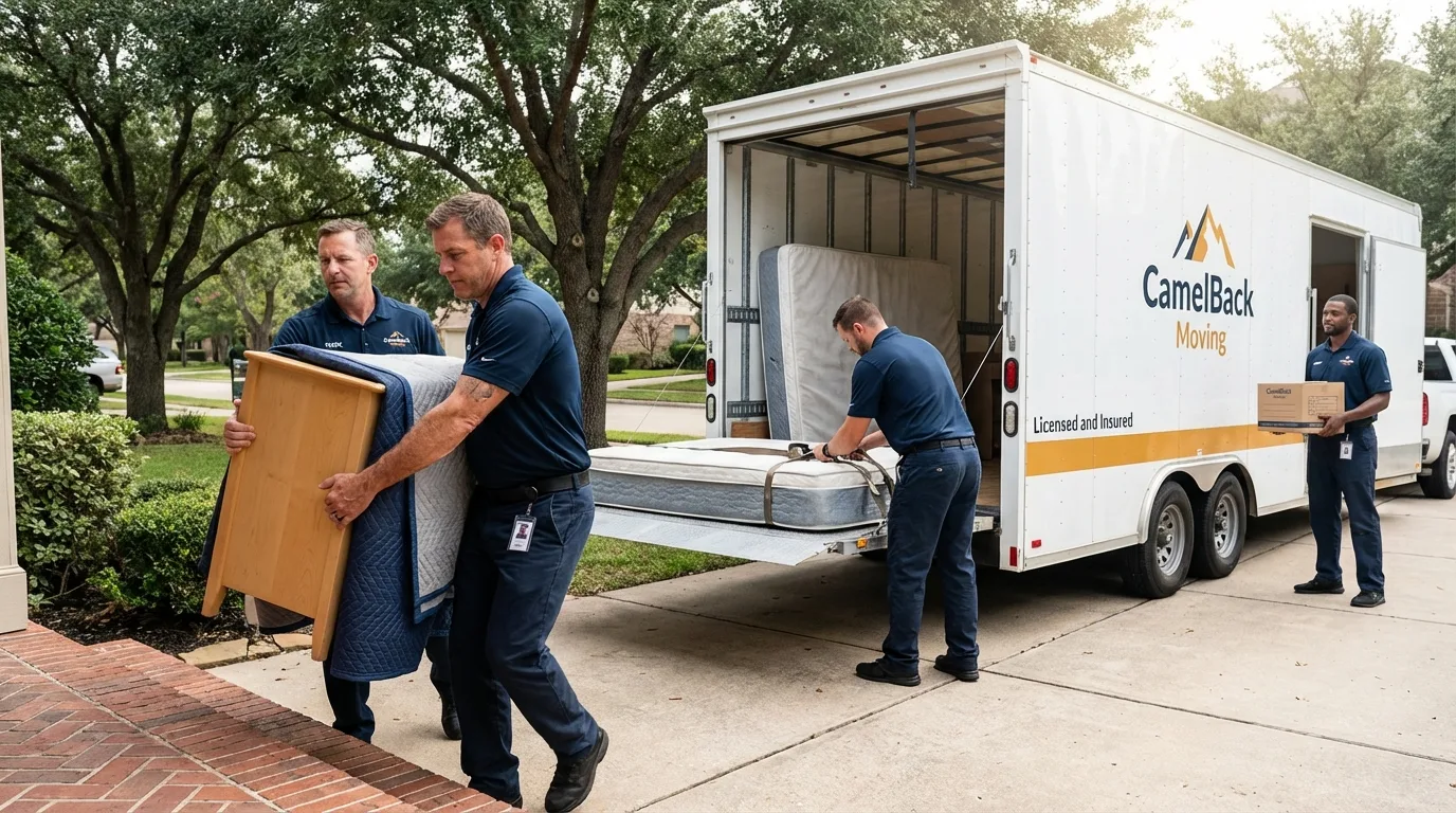 Crew loading residential truck for cross-state move from Hillsboro, OR