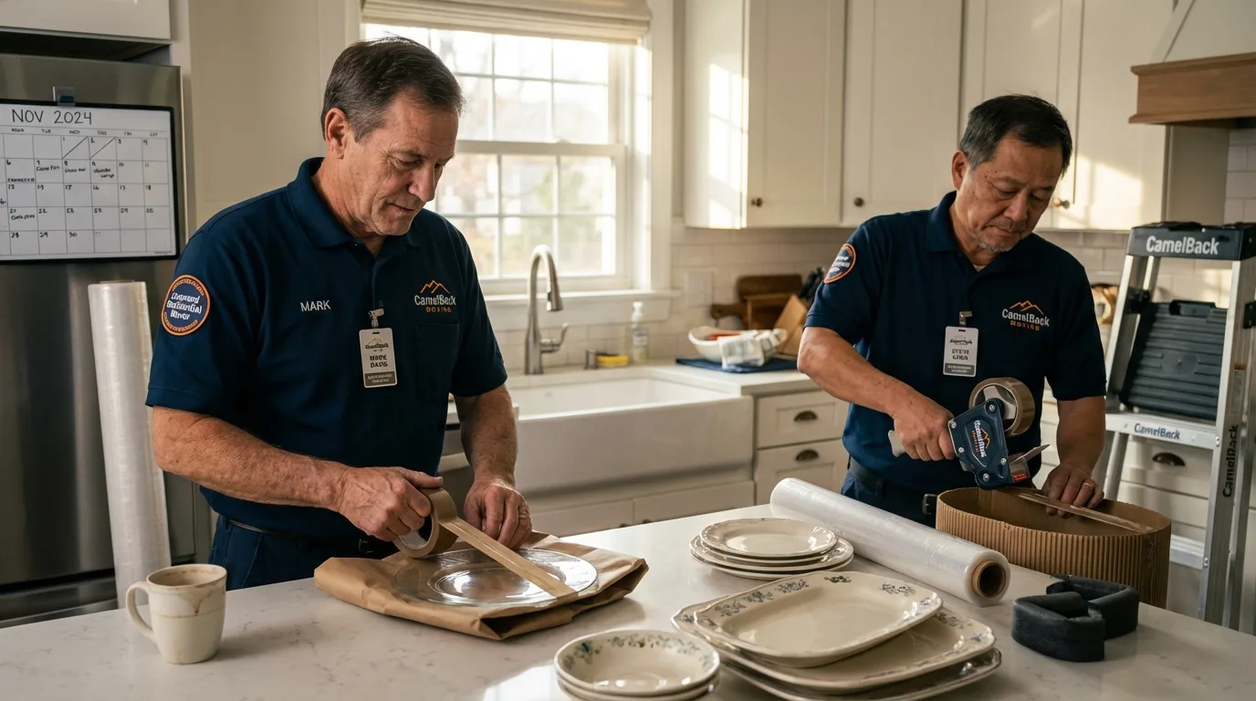 Professional crew packing kitchen dishware in Hillsboro, OR